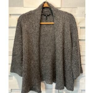 EILEEN FISHER Alpaca Wool Gray Silver Metallic Open Front Cardigan M Occasion